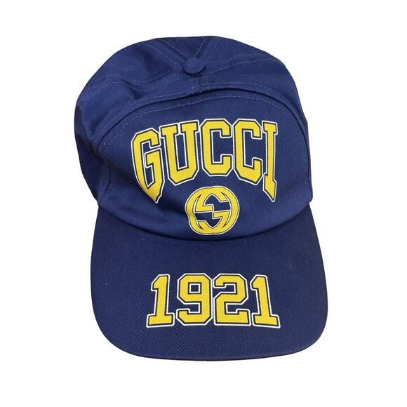 GUCCI 1921 Blue Cotton Baseball Cap Hat M Gregoire Size M (58 cm) NWT - Picture 2 of 8